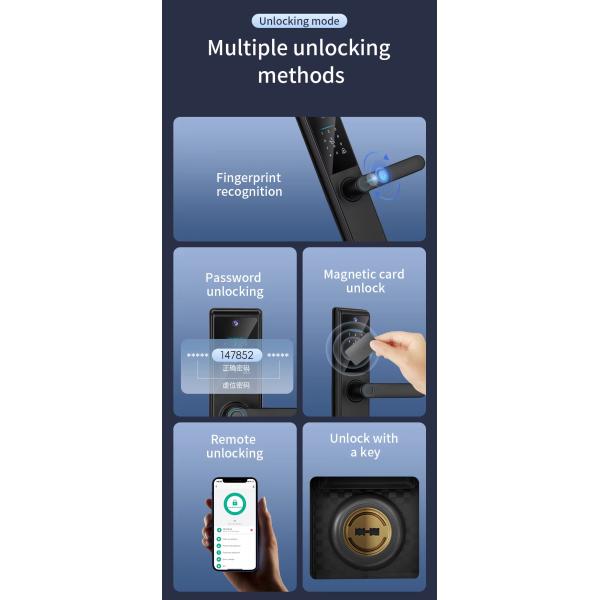 S821Max Digital Door Lock with Tuya Wifi Fingerprint Code Card Key Camera for Hotel Home