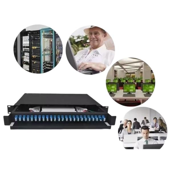 1U 19" Rack Mountable Fiber Optic Patch Panel with Cold Rolled Steel Construction and Side Pull Out Design
