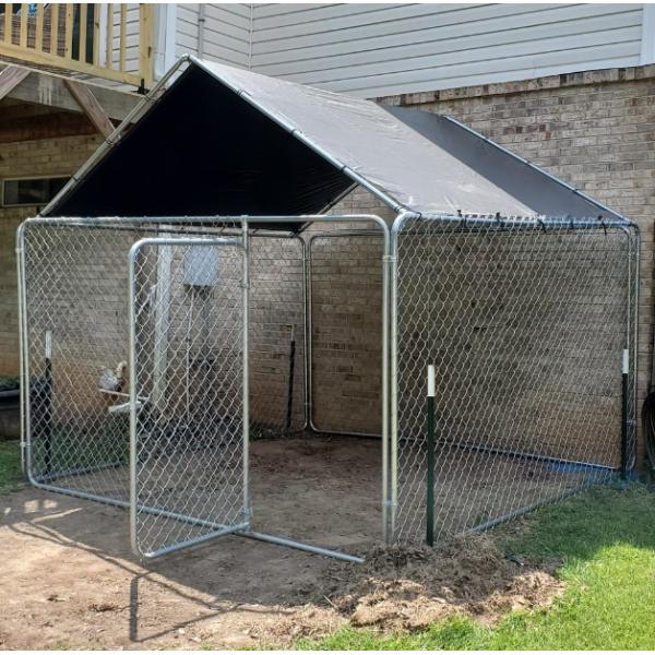 Galvanized Chain link wire mesh with waterproof canopy dog cage