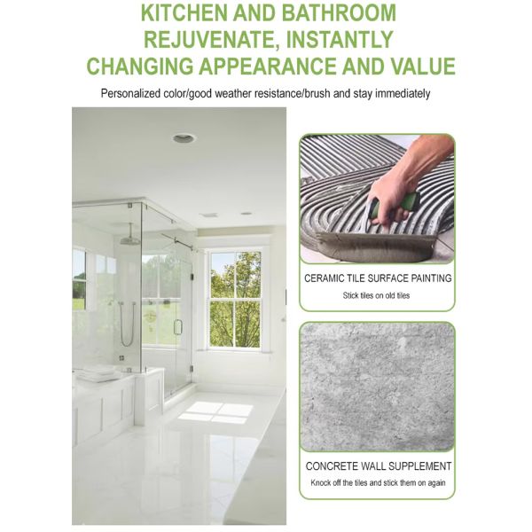 Waterproof Ceramic Tile Paint with Strong Adhesion and Environmentally Friendly Acrylic Coating for Bathroom and Pool Renovation