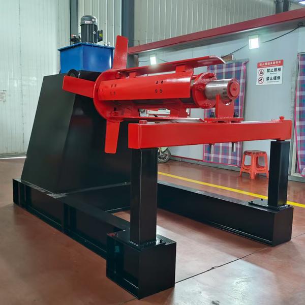 Close-up view of cable tray machine components