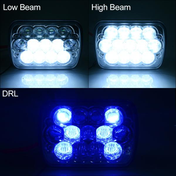 Latest Released High/Low Beam 65W IP68 Square 5D LED Headlight/Chrome for Off-road/LED Work Light