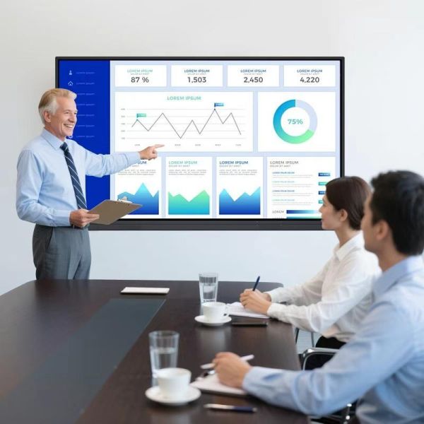 Interactive Touch Screen Whiteboard with 8ms Panel Response Time, 6x USB 3.0 Ports, and 350 Cd/m² Brightness for Meeting Rooms