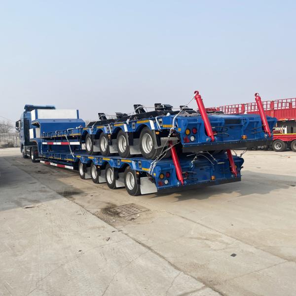 3 Axis 4 Axle 60 80 100 Tons Lowbed Semi Trailer for Transporting Construction Vehicles