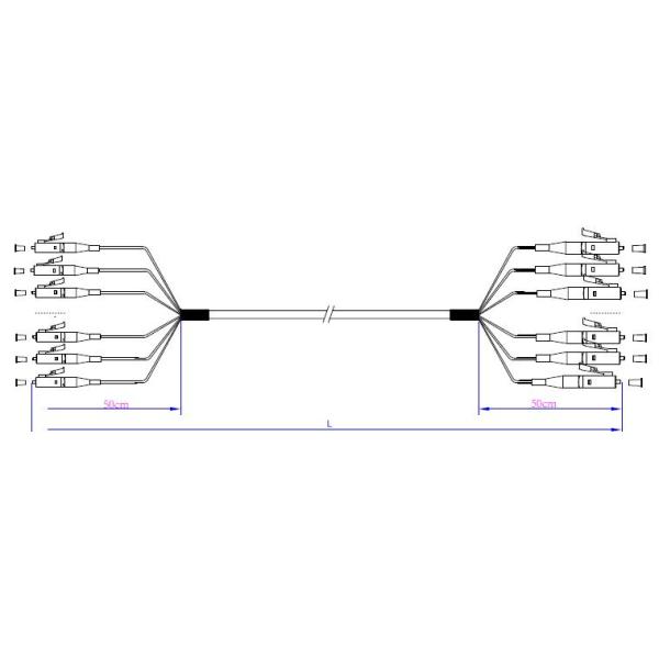 24F LC UPC SM Optical Patch Cord Pre - Terminated With Gland Head LSZH Jacket