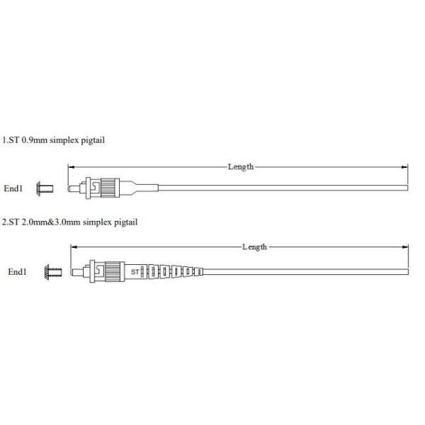 ST UPC 0.9mm 2.0mm 3.0mm Simplex Optical Fiber Pigtail