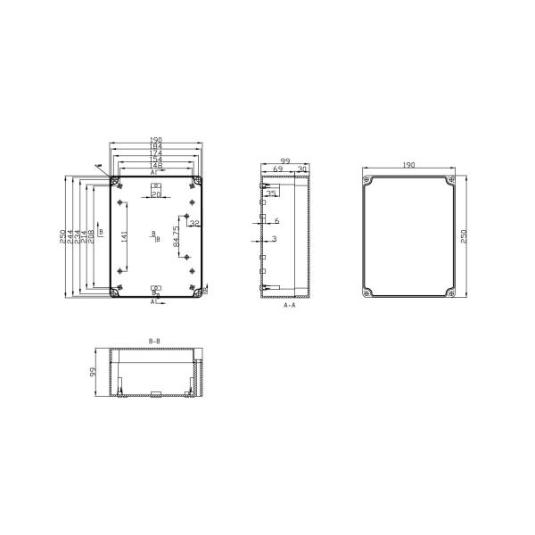 250x190x99mm Terminal Block Plastic Junction Box