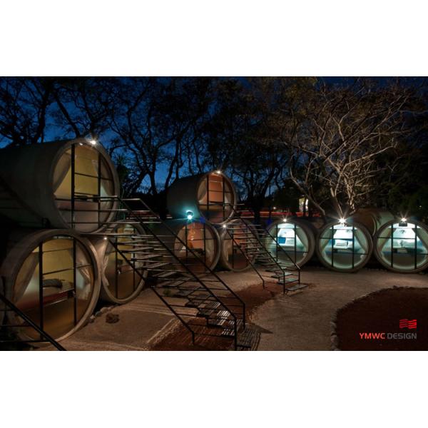 SCULPTURE Custom Print Method for Unique Self-Contained Cottages Made from Cement Tubes