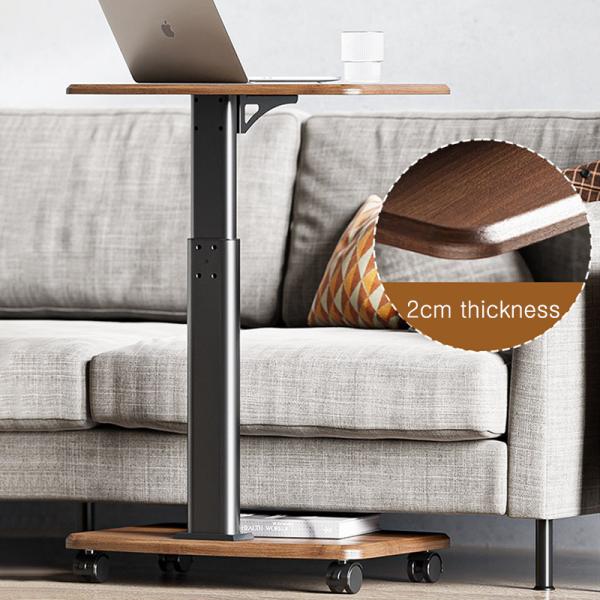 C Shape End Table Small Side with Wheels for Couch, RollingTray Sofa Adjustable C Shaped Living Room