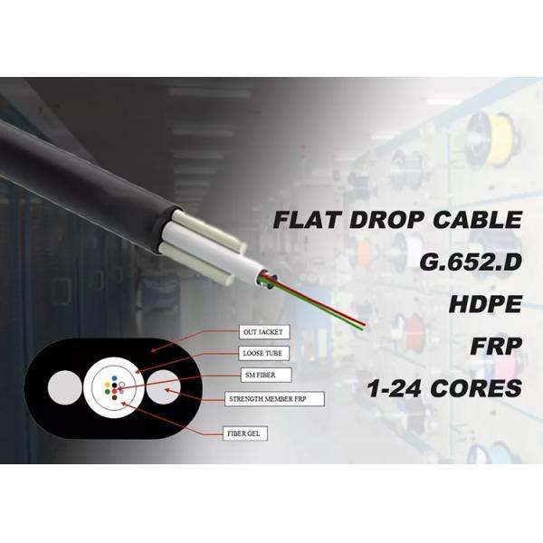 2F 4F 6F 12F FTTH Flat Drop Cable Aerial Fiber Cable G657A PE Toneable Cable