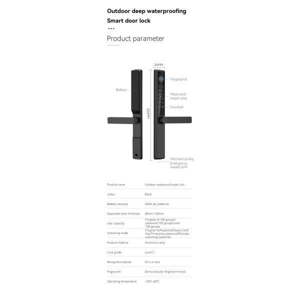 Qleung S960 Smart Door Lock With Card Key Code App Fingerprint Recognition For Home