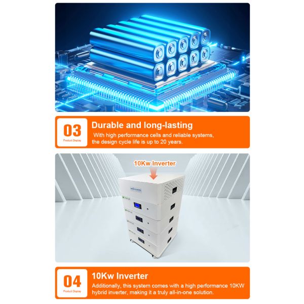 Golden Future 22.5kwh SPS001 Stackable Split Hybrid Grid Home Solar System with LFP Battery and 10kw Inverter
