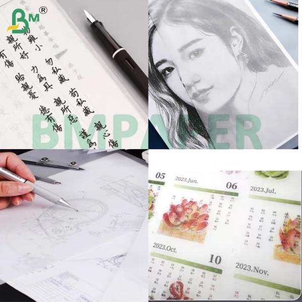 53g 63g Ink-Resistant Translucent Tracing Paper For CAD Plotter
