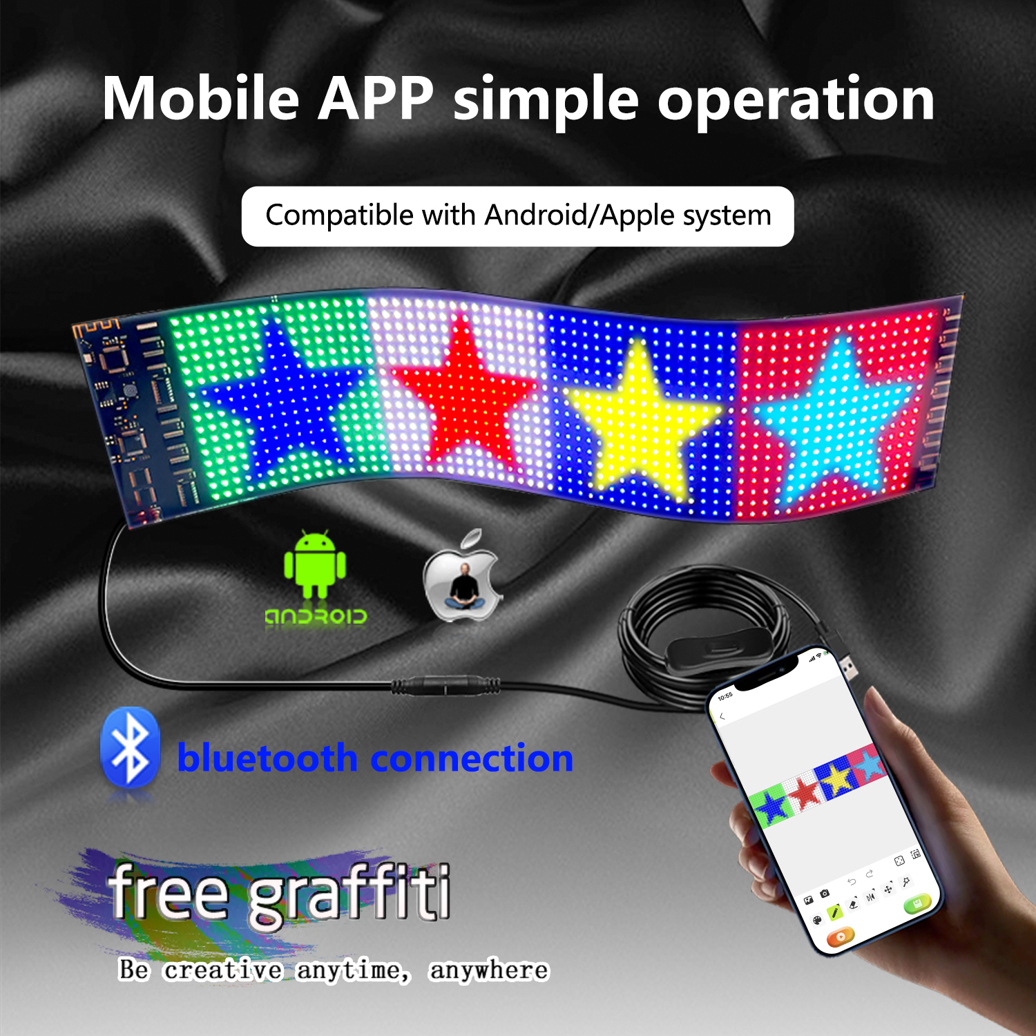 Flexible Advertising LED Display Programmable Text Logo Light Soft Matrix Panel Car Window Sign Shop LED Ticker Board