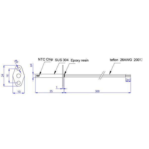 NTC Wired Temperature Sensor For Electric Kettle Epoxy Resin Encapsulation