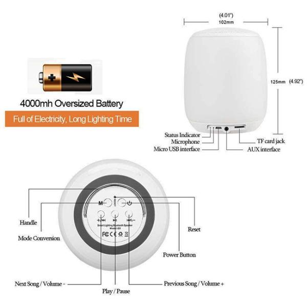Smart Touch LED Bluetooth Speaker , Mini Usb Bluetooth Speaker For Mobile Phone