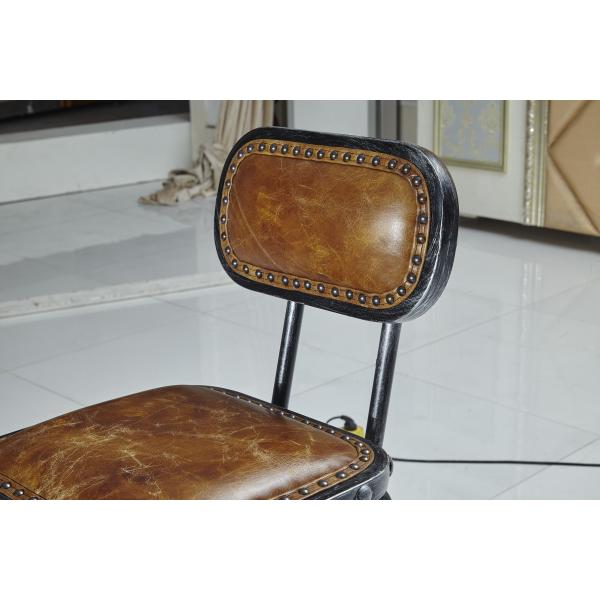 High Back Leather Bar Stools , Kitchen Upholstered Counter Height Stools Tan Brown Color