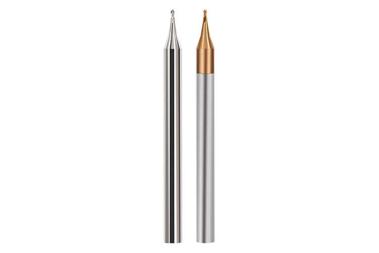 2-flute Tungsten Carbide Ball End Mill with Micro Diameter for 60° Angles in Steel and Aluminum