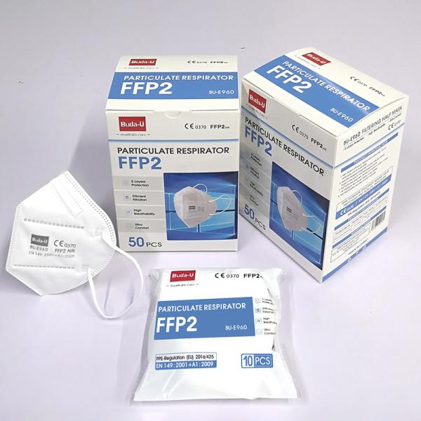 CE Certification FFP2 Protective Mask , 5 Layers Particles Particulate Respirator Mask , Folding Type, With Earloops