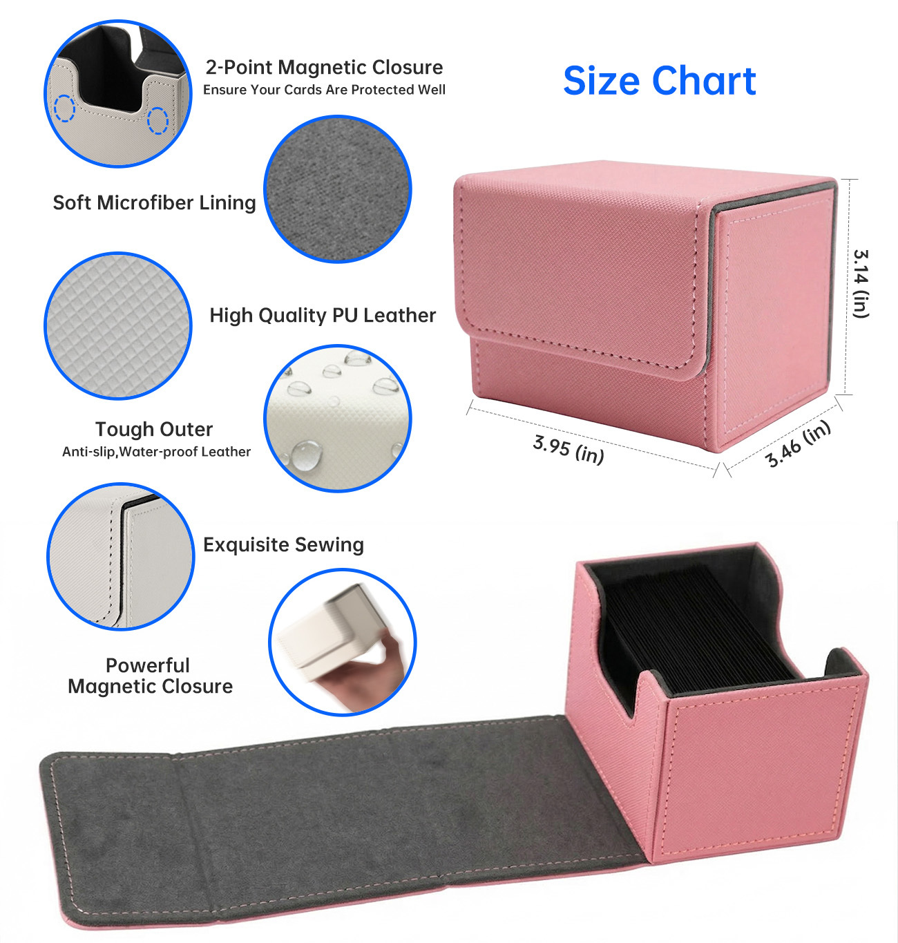 Luxury Custom Deck Box PU Leather 3.95inch Mtg Multi Deck Box