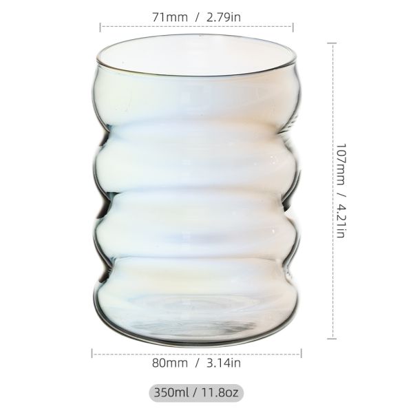 High Borosilicate Creative Ripple Drinking Glasses Coffee Cups Transparency Painted Color 300ml
