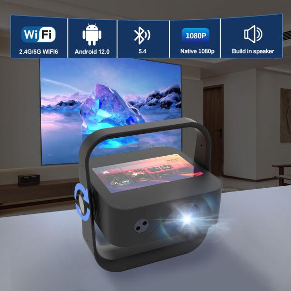 BudPlus A3 Projector Dual Screen 4K Projector 1080P Resolution World's First 1080P Tablet Projector Android 12