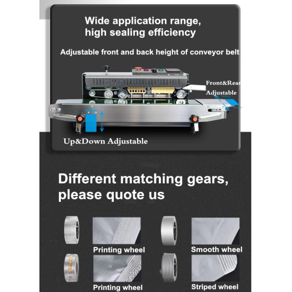 Horizontal Continuous Band Sealing Machine with Iron Gear and 0-300C Temperature Range