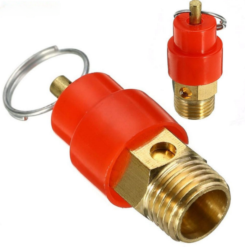 Brass Safety Pressure Relief Valve with Pull Ring, Thread Air Compressor Safety Valve for Air Tank Water Gas Pressure Protection