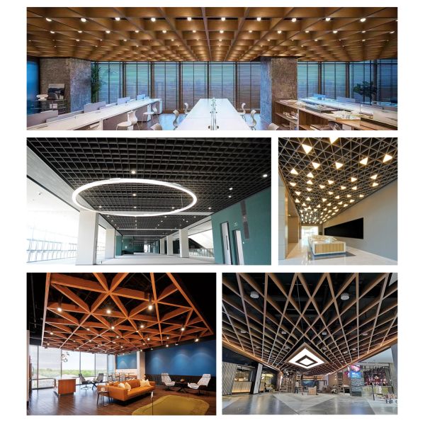 Customizable corrosion resistant aluminum open cell grid ceiling engineered for long lasting durability and ceiling air circulation in buildings