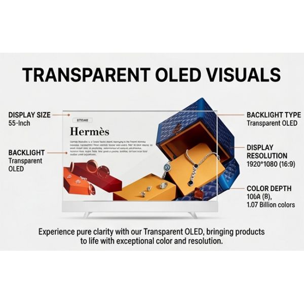 55 Inch Smart OLED 4K Information Kiosk Transparent OLED Display for Interactive Digital Signage