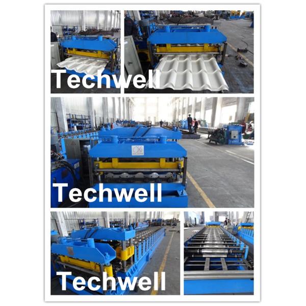 Step Tile Color Steel Roll Forming Machine , Galvanized Coil Wave Tiles Making Machine
