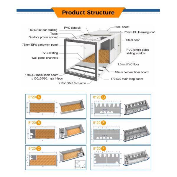 Waterproof Fireproof Quick Assembly Flat Pack Container House Office Customized Color Modern Design Style Energy Saving