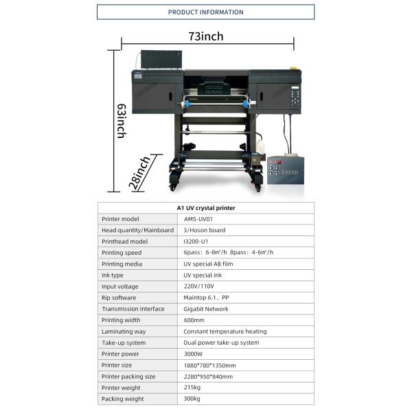 A1 UV Crystal Label Printer With Epson I3200 Wide Format Roll Printing System