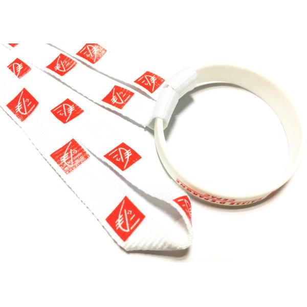 Silk Screen Custom Polyester Lanyards Red Pattern Printing Silicone Wristband