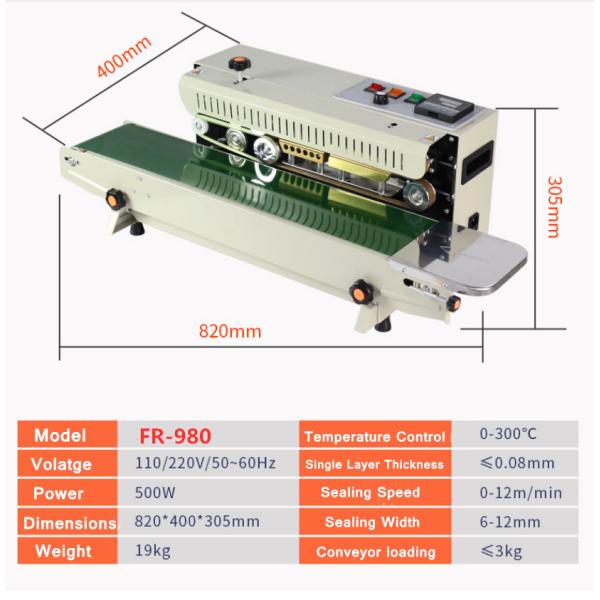 Speed FR-970 Automatic Continuous Band Sealer and Plastic Bag Sealing Machine for Sealing