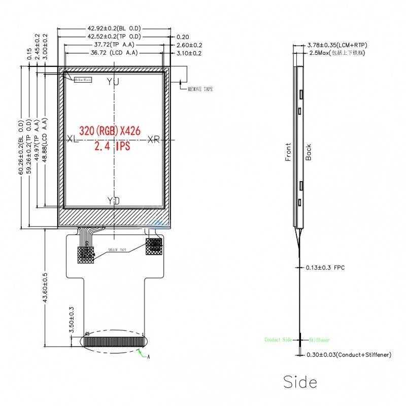 2.4‑inch 320×426 ST7796 IPS Full‑Interface Color LCD Display Module with Resistive Touch