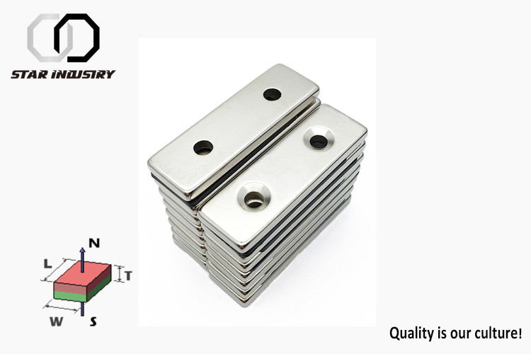 Strong Ndfeb Countersunk Magnets N35h Rectangular Magnets With Holes