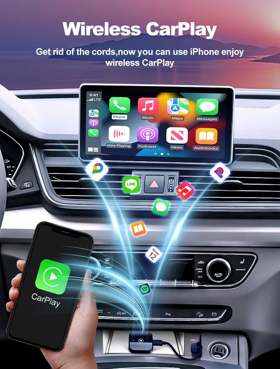 Seamless Bluetooth Carplay Android Auto Adapter For Navigation
