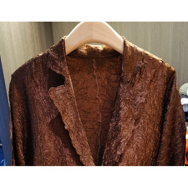 Simple One Button Wrinkle Long Sleeve Suit Coat Solid Color Coat