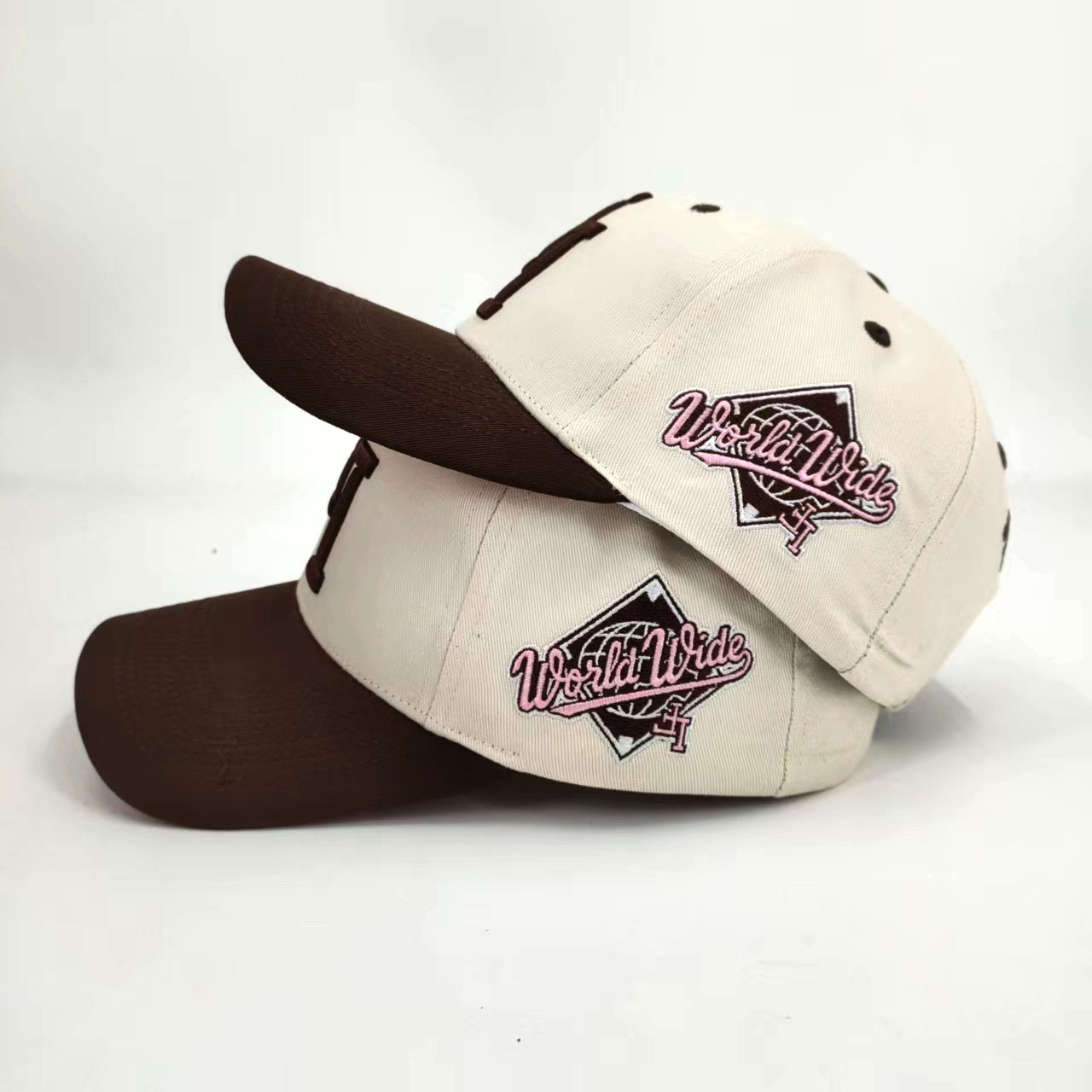 Embroidered Letters 6 Baseball Caps Panel Mid Profile Customized Side Back Snapback 3D Embroidery Cotton Two Tone