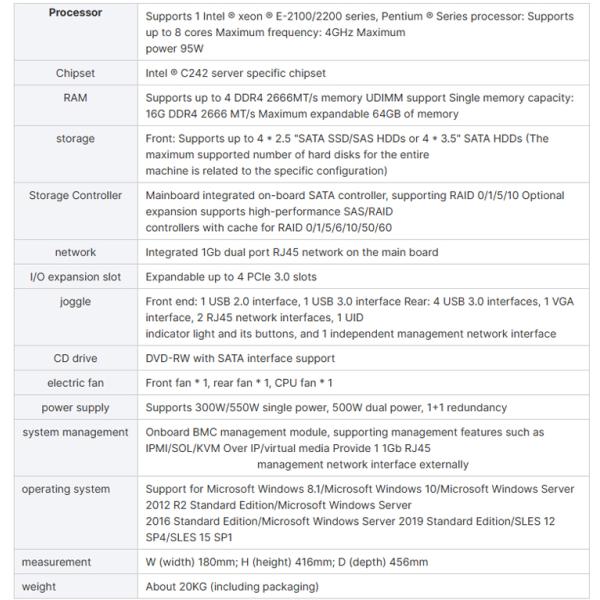 Intel E-2236 Processor Type 4.8 GHz Main Frequency Tower Server NP3020M5 for Demands