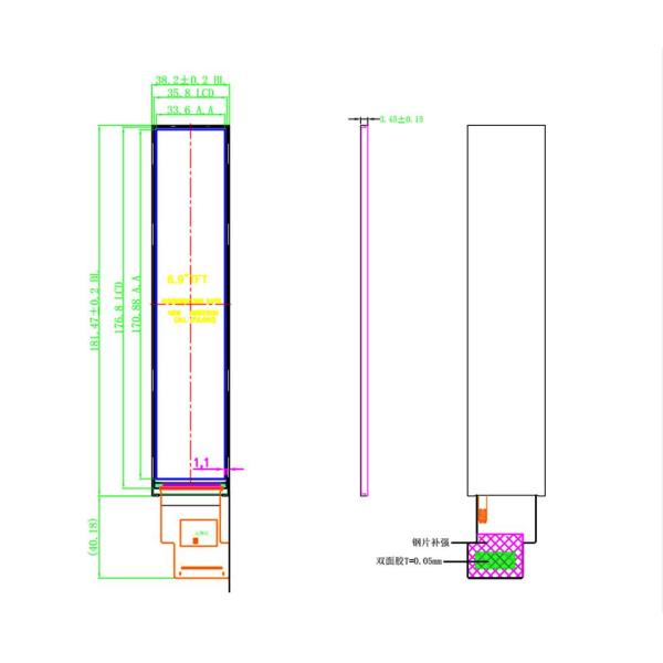 6.9 Inch TFT LCD Display Module 280x1424 HDMI Interface 400c/D Driving IC JD9365DA