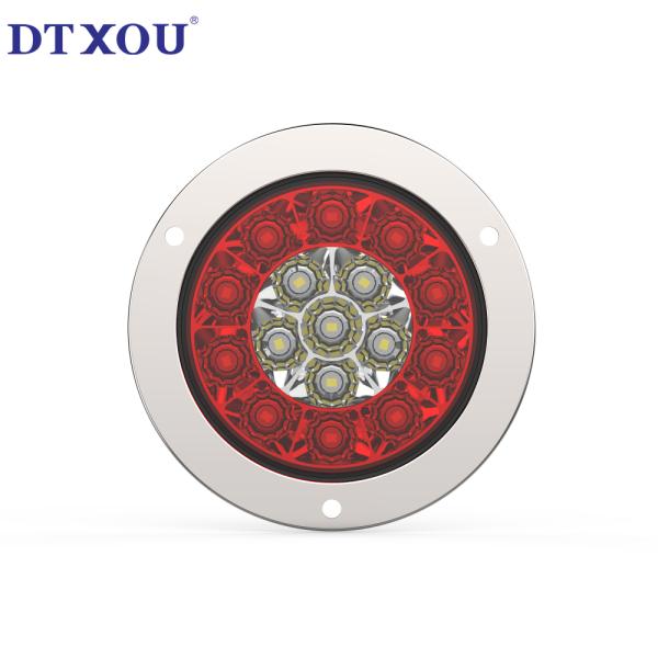 Red truck trailer LED circular tail lights