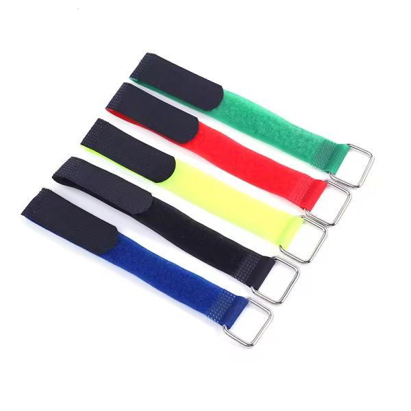 Reusable Hook And Loop Strap Adjustable Hook And Loop Fastening Cable Ties With Metal Buckle