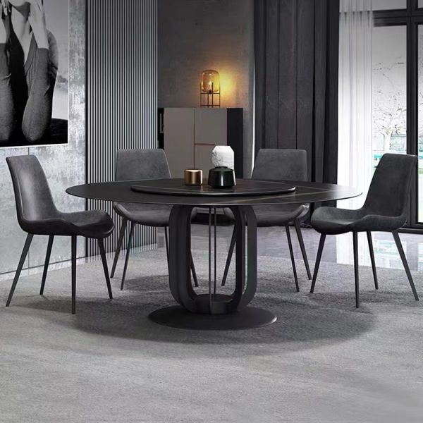 Classic Combination Marble Metal Dining Table Round Marble Table Dining Set