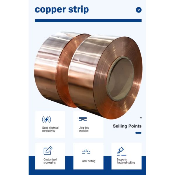30mm-800mm Copper Strip Coil Foil Roll For Electrical Construction Applications