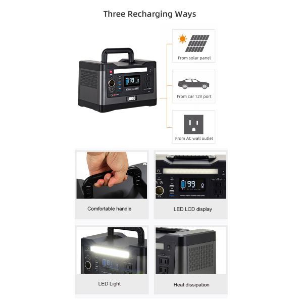 1000W Solar Portable Power Station Generator AC DC Output