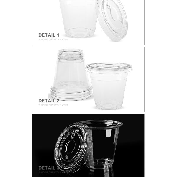 New products disposable PET 150ml clear smoothie cup with flat lid