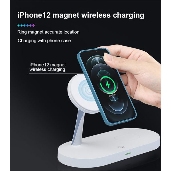 Multi-Functional 5-in-1 Wireless Charging Station with 2W Night Light and USB Output