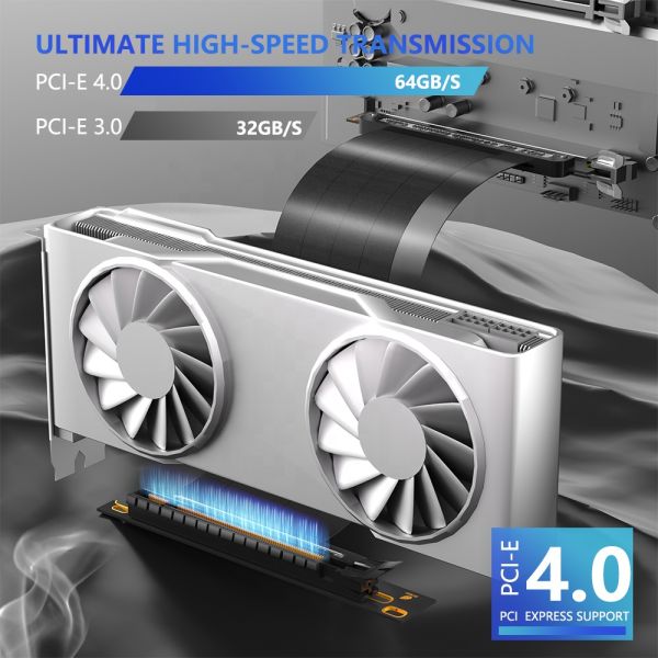 PCIe 4.0 16x Shielded GPU Extension Cable with 90 Degree PCI Express Riser for High Speed GPU Card